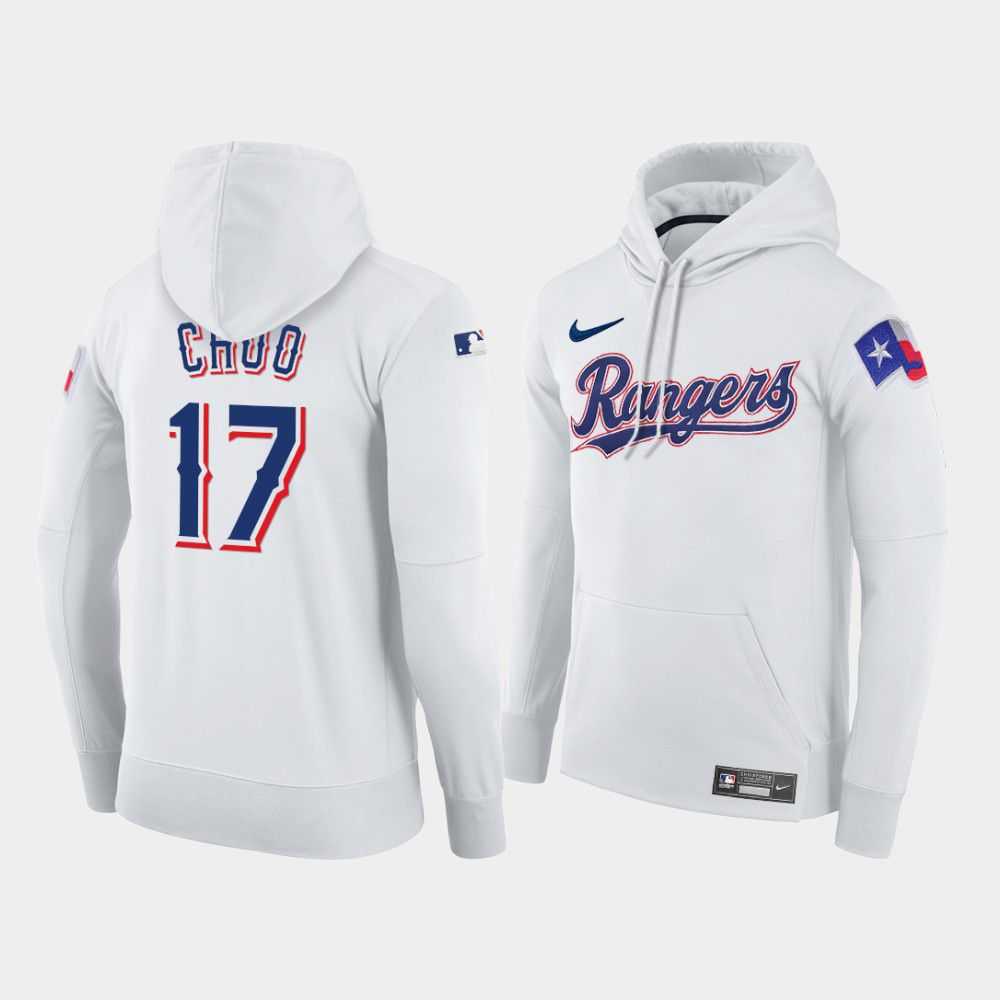 Men Texas Rangers 17 Choo white home hoodie 2021 MLB Nike Jerseys